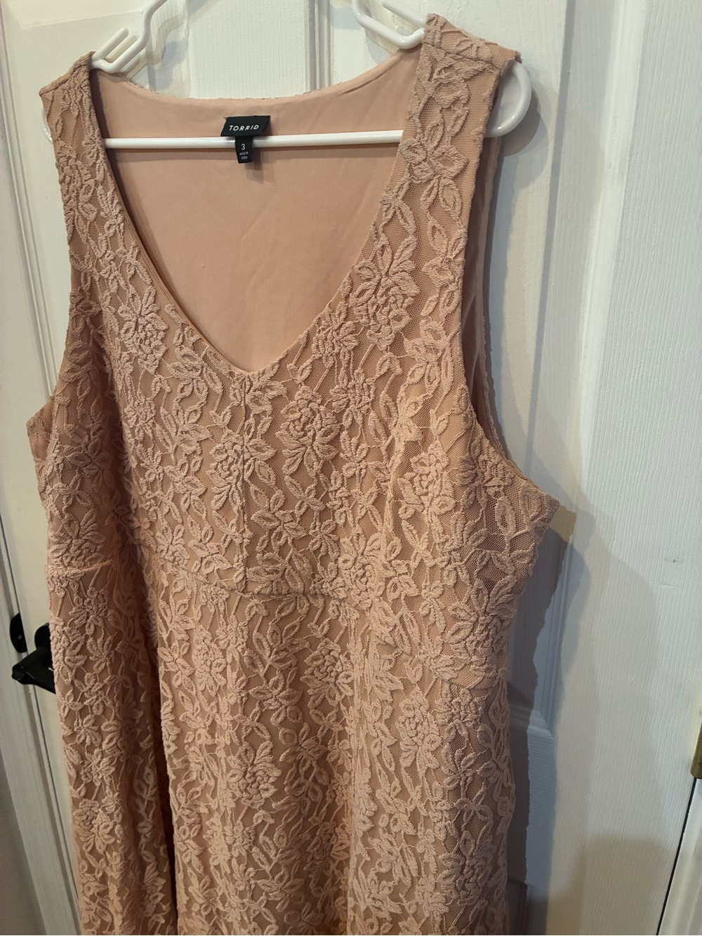 torrid Dusty Rose Lace V-Neck A-Line Dress - Picture 8 of 16